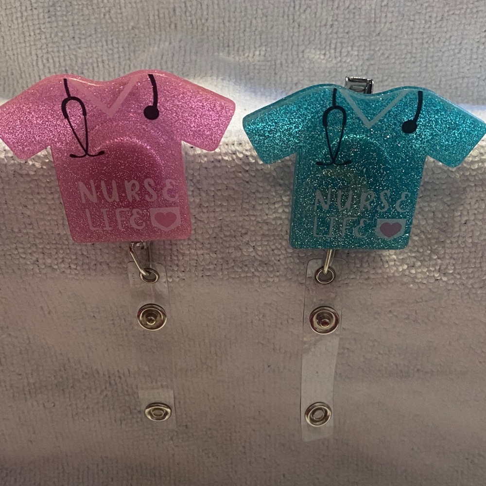 Pink and Blue Nurse Life Badge Reels